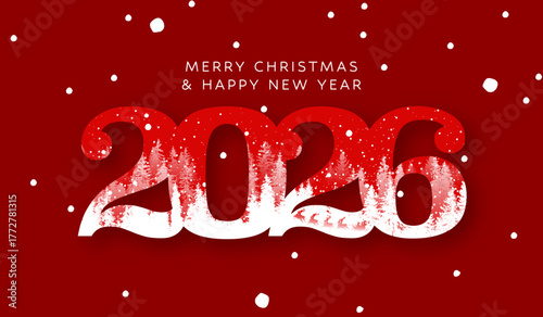 Merry Christmas and happy New Year 2026 greeting card design