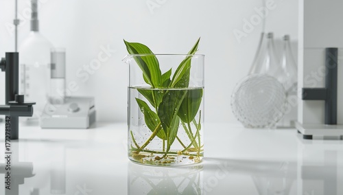 Glass container holding tro...