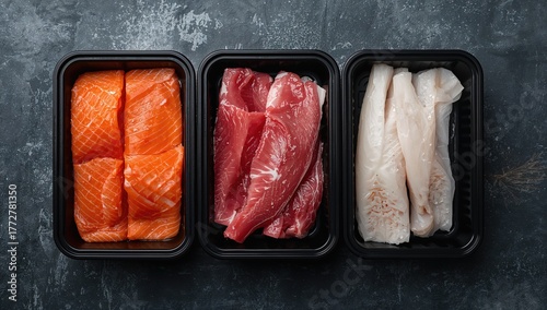 Assorted vibrant fish fille...