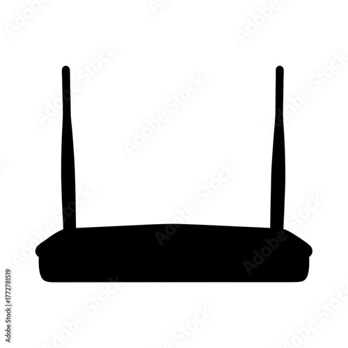 A bold and stark silhouette depiction of a typical wireless router