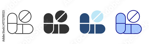 Pills Icon Set. Designed In Multi Style
