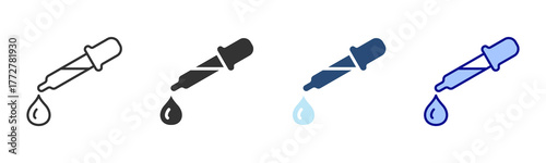 Pipette Icon Set. Designed In Multi Style