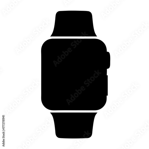 Sleek black smartwatch icon design showcasing technology and modern minimalism in design