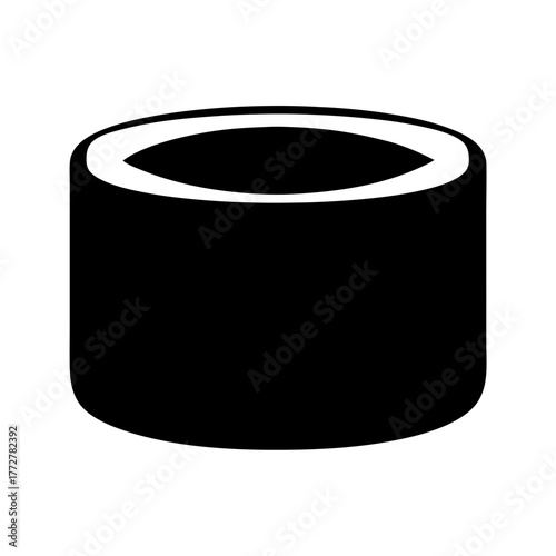 Simple black and white illustration of a sushi roll ingredient component