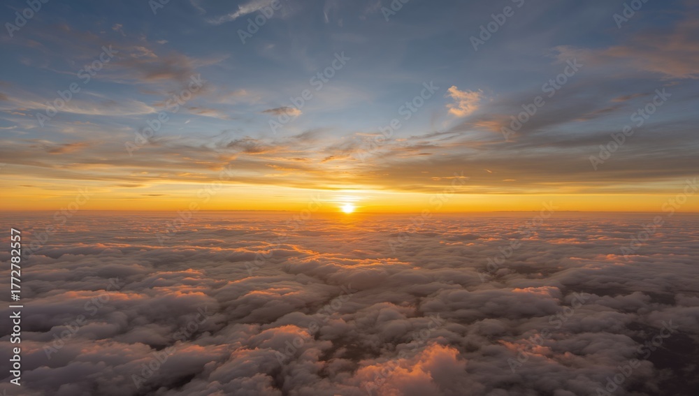 Fototapeta premium Dawn with a radiant golden sky and scenic natural panorama