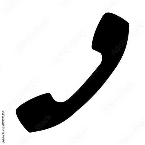 A simple minimalist illustration of a black telephone receiver on white backdrop