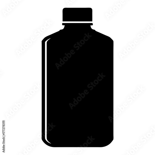 Black silhouette of a generic bottle with cap on white background