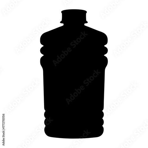 Silhouette of a Plastic Bottle with Grooves Ready for Product Labeling