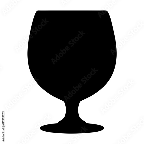 Elegant Brandy Snifter Silhouette on White Background, Perfect for Drink Illustration