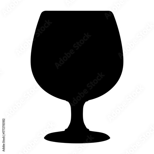 Silhouette of a snifter glass, brandy glass, cognac glass on white background