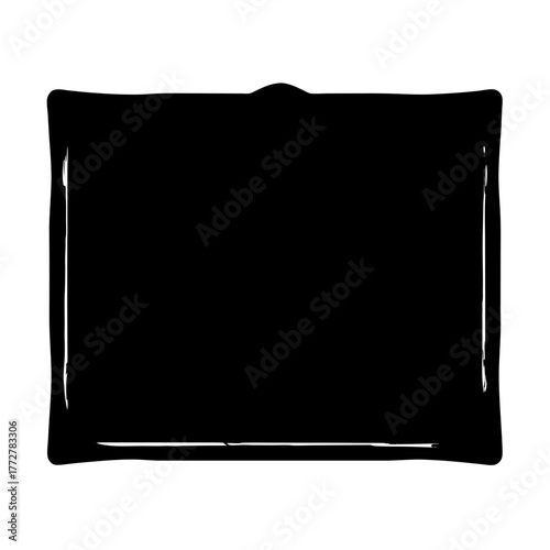 Black silhouette of a sealed pillow packet, Minimal black icon showing a sealed rectangular packet, often used for single-use items like wet wipes, snacks, or condiments.
