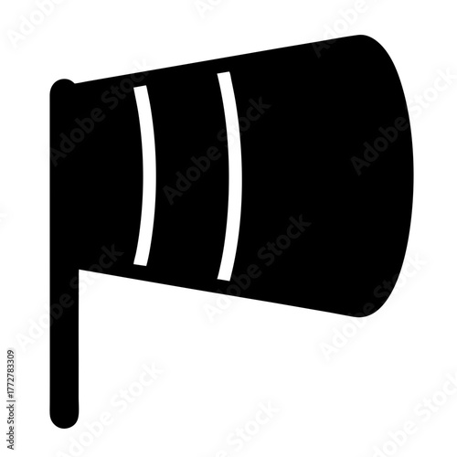 Silhouette of a windsock indicating wind direction and speed information source