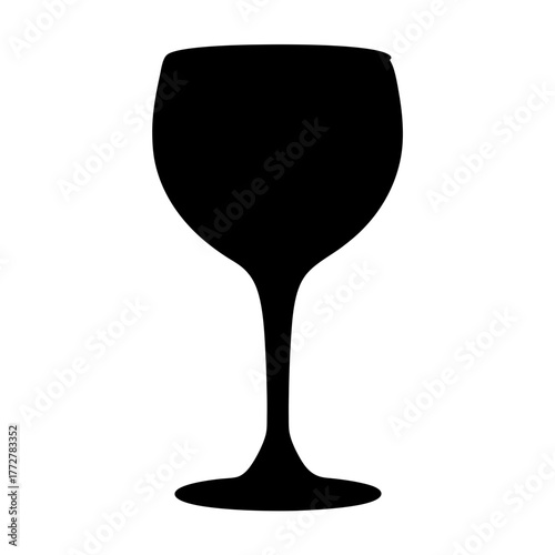 Simple graphic illustration of a black silhouette of a wine glass