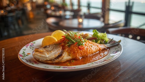 Seabass cooked with a zesty...