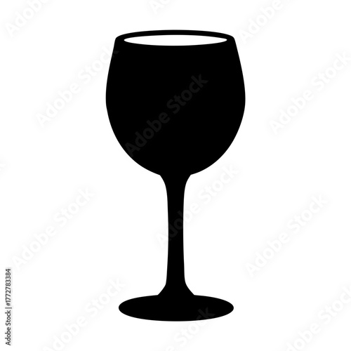 Elegant Silhouette of a Wine Glass on a Clean White Background
