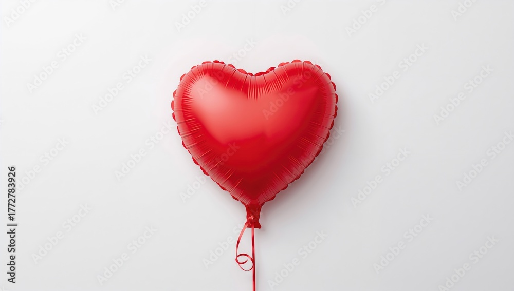 Fototapeta premium A paper heart balloon set against a white background, ideal for web banners and mockups