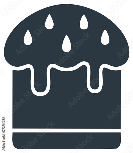 Stylized traditional Easter cake icon with sweet white frosting and decorative sprinkles