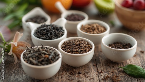 Variety of loose leaf tea d...