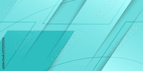 Abstract futuristic bright turquoise gradient abstract 3D background.