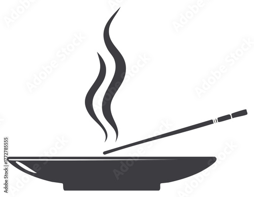 Steaming Bowl of Asian Cuisine with Chopsticks Illustration for Restaurant Menu or Recipe Card