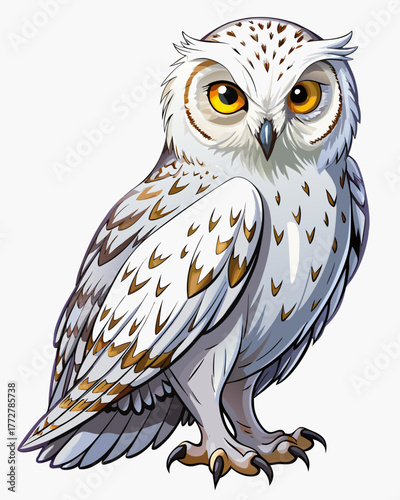White Owl ,full body , real print Style, white background	