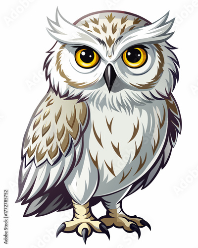 White Owl ,full body , real print Style, white background	