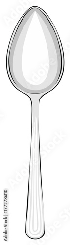 Elegant Silver Spoon Illustration with Reflective Surface