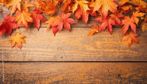 Fallen Maple Leaves on Aged...