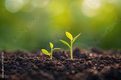 Young plants or saplings sy...