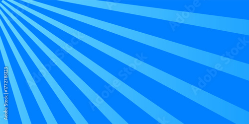 Pop art colorful comics book magazine cover. Striped blue background. Cartoon funny retro pattern strip mock up. Vector halftone illustration. 90-s style. Sunburst, starburst shape.