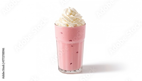 Strawberry milkshake topped...