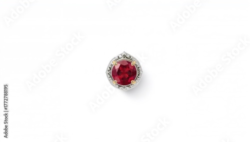 Earring featuring a red sto...
