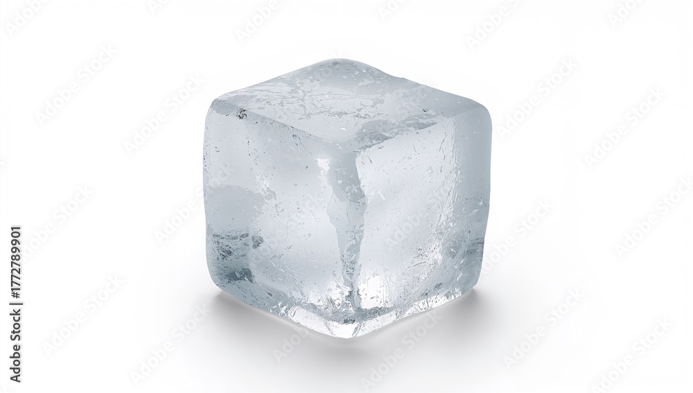Obraz premium Single spherical ice cube photographed in a studio setting against a white backdrop