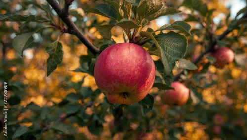 Close-up of a rosy apple ha...