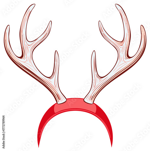 Festive reindeer antlers headwear illustration design, Christmas party accessories, funny deer costume, holiday spirit, festive decoration