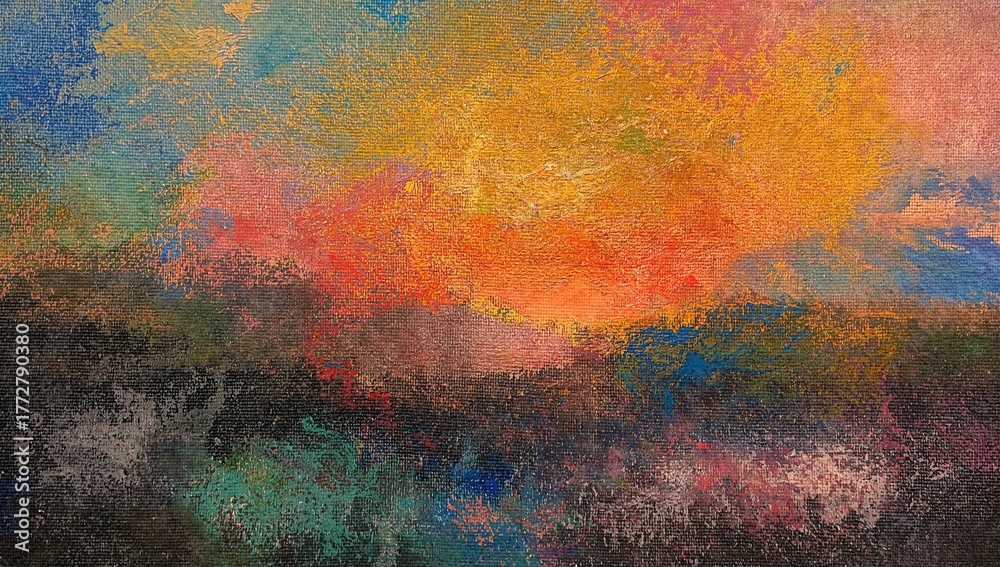 Fototapeta premium Colorful light display. Part of the Escape to Reality collection. Artistic landscape depiction showcasing fantasy, creativity, and imagination with vibrant dawn and dusk colors