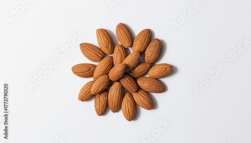 Almonds clustered on a whit...