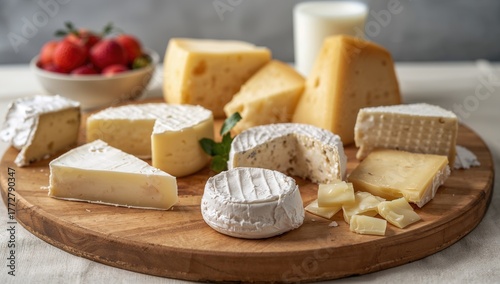 Assorted cheese varieties a...