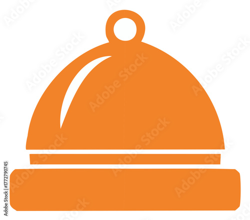 Serving dish silhouette design illustration, food platter icon graphic, restaurant service symbol, meal preparation and presentation equipment, golden hue