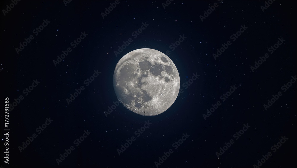 Obraz premium Lunar glow against the nighttime darkness