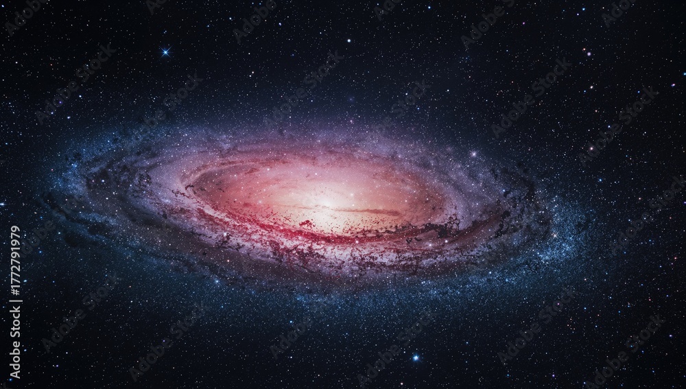 Naklejka premium Vibrant cosmic scene featuring nebulas and brilliant colors in outer space, evoking a sense of wonder