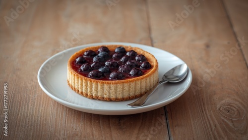 Blueberry cheesecake served...