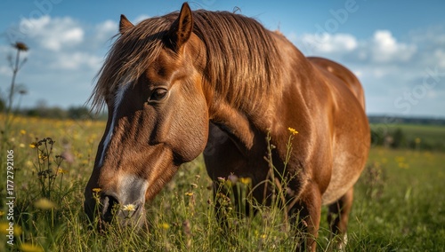 Equine Grazing in a Field