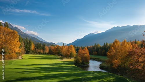 Golf course adjacent to woo...