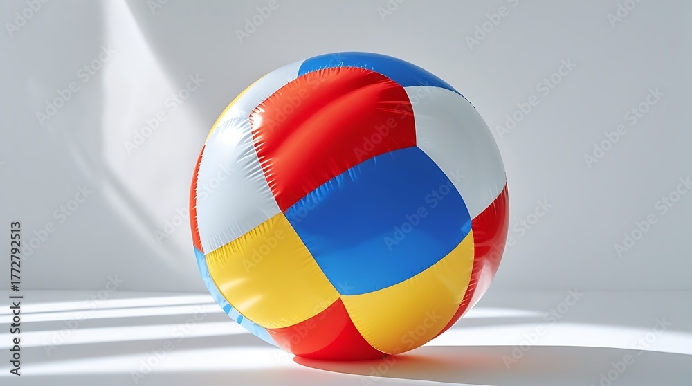 Naklejka premium Colorful patchwork ball with red blue yellow and white sections isolated on white background