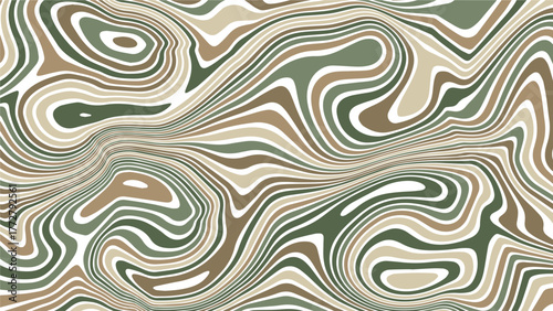 An abstract composition with flowing lines and multi-layered forms reminiscent of a topographic map or a cross-section of geological strata.
