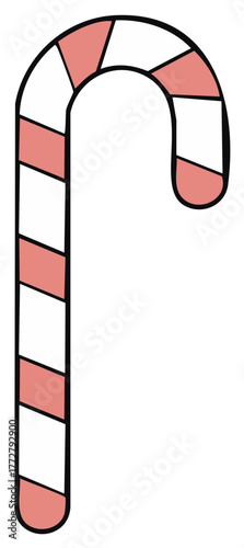 Classic Candy Cane with Pink and White Stripes Festive Holiday Treat