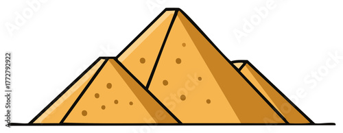 Illustration of abstract sand dunes with triangular shapes and dark outlines.