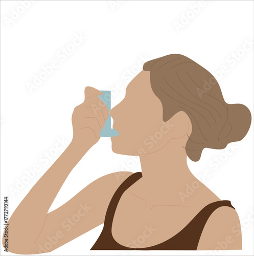 woman taking shortness of breath medication