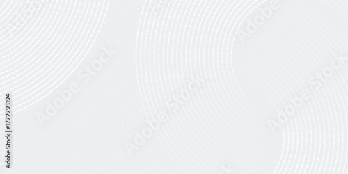Dotted white glowing geometric lines on gray background. Modern shiny blue circle lines modern abstract design